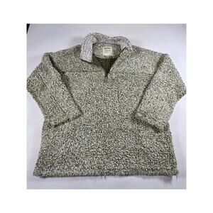 Dylan Women's Frosty Tipped Grey 1/4 Zip Sherpa Teddy Pullover Sz Lg